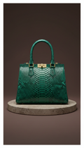 Emerald Python Skin Top-Handle Bag