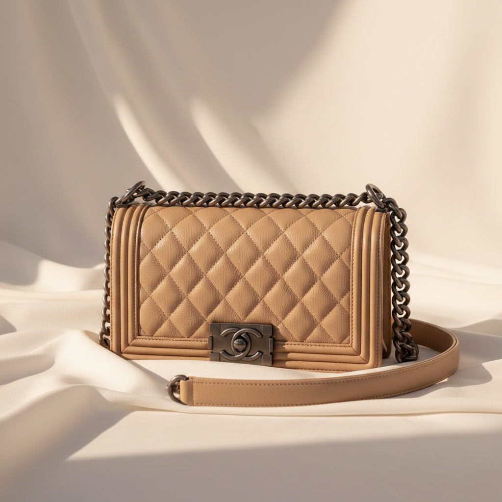 Chanel Boy Bag beige caviar da collezione